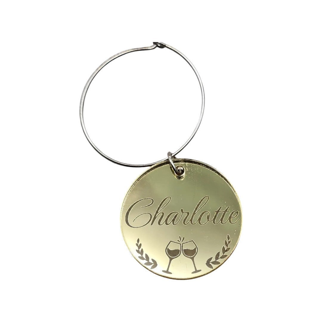 Mirror Gold Wine Glass Charm
